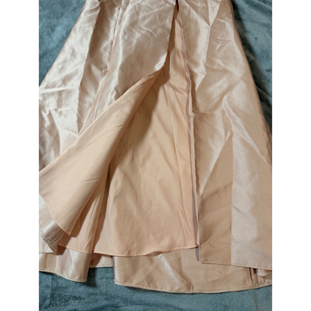NWT‎ Alfred Sung JEWEL NECK BOWED OPEN-BACK TRUMPET DRESS FRONT SLIT Pink 2R - Picture 3 of 11